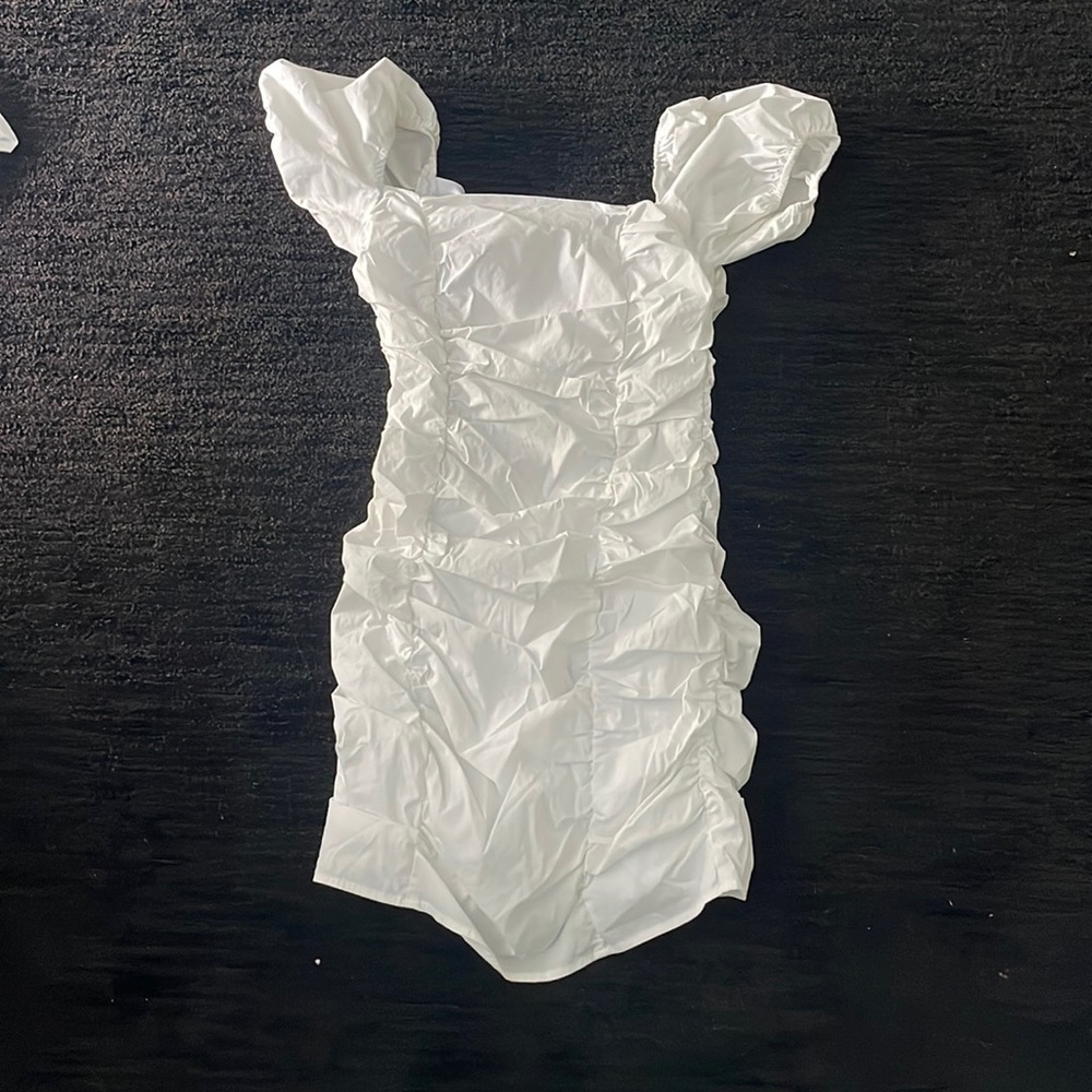 REVOLVE SUPERDOWN RUMOR RUCHED DRESS IN WHITE